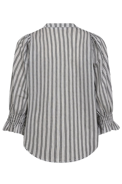 NoraCC Frill SS Blouse 40096-WhiteBlack - 35798 Thumbnail