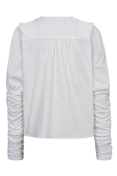 SandyCC Smock Frill Blouse 4000-White - 35698 Thumbnail