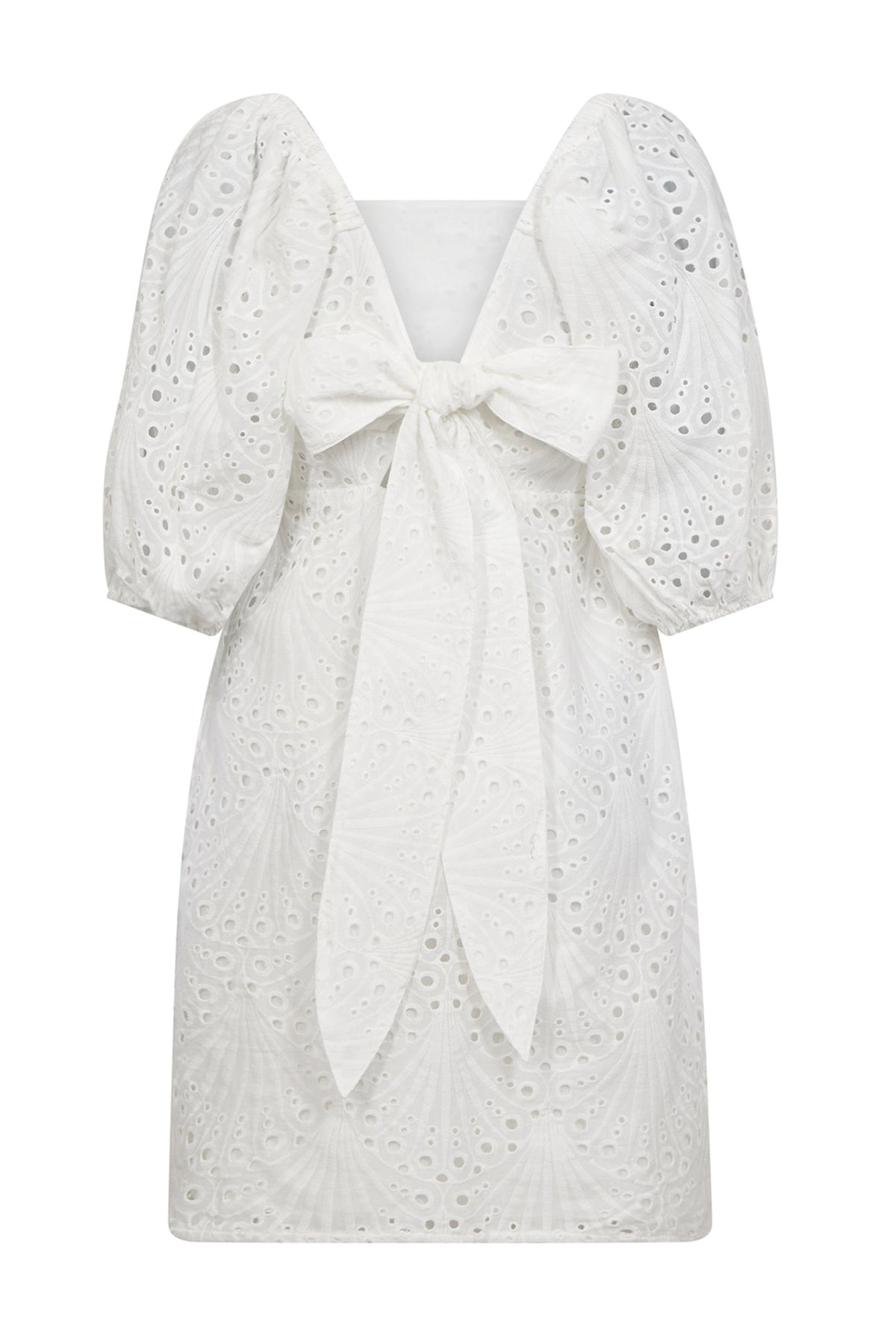 NayaCC Anglaise Knot Dress 4000-White - 36470