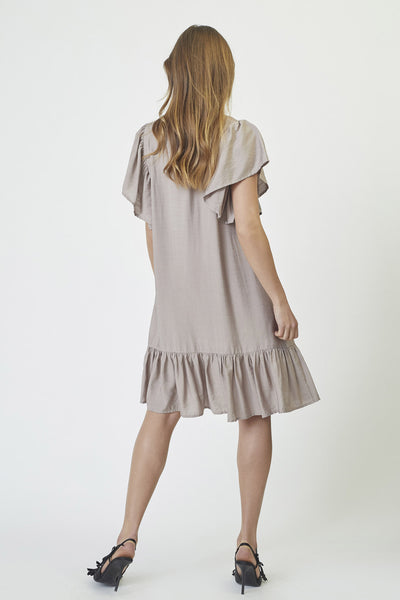 HeraCC Crop SS Frill Dress 154-Walnut - 36479 Thumbnail
