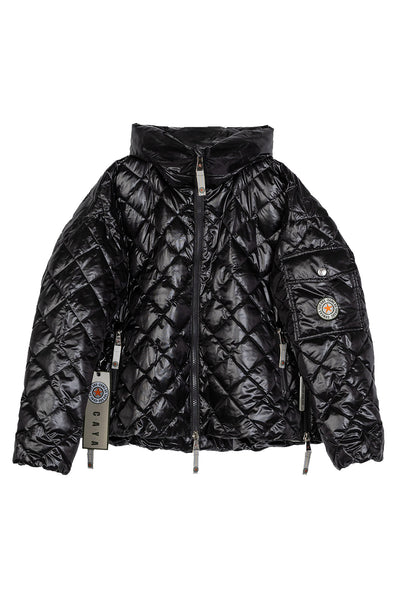 GINNY SHORT DIAMOND JAKKE POP. Black - GINNY SHORT DIAMOND Thumbnail