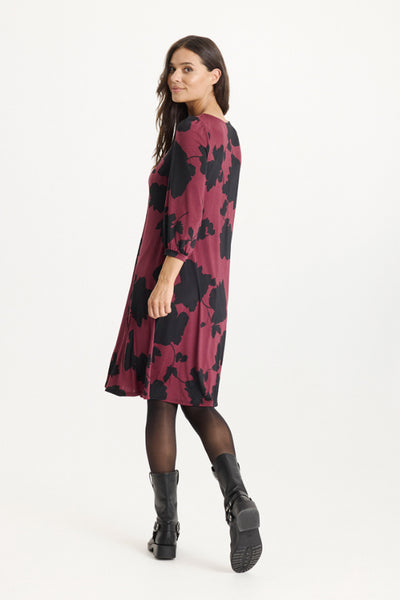 Lucette dress 3/4 sleeves Burgundy - 16876 Thumbnail