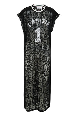 Lace Football Frill Dress Black - HL10132