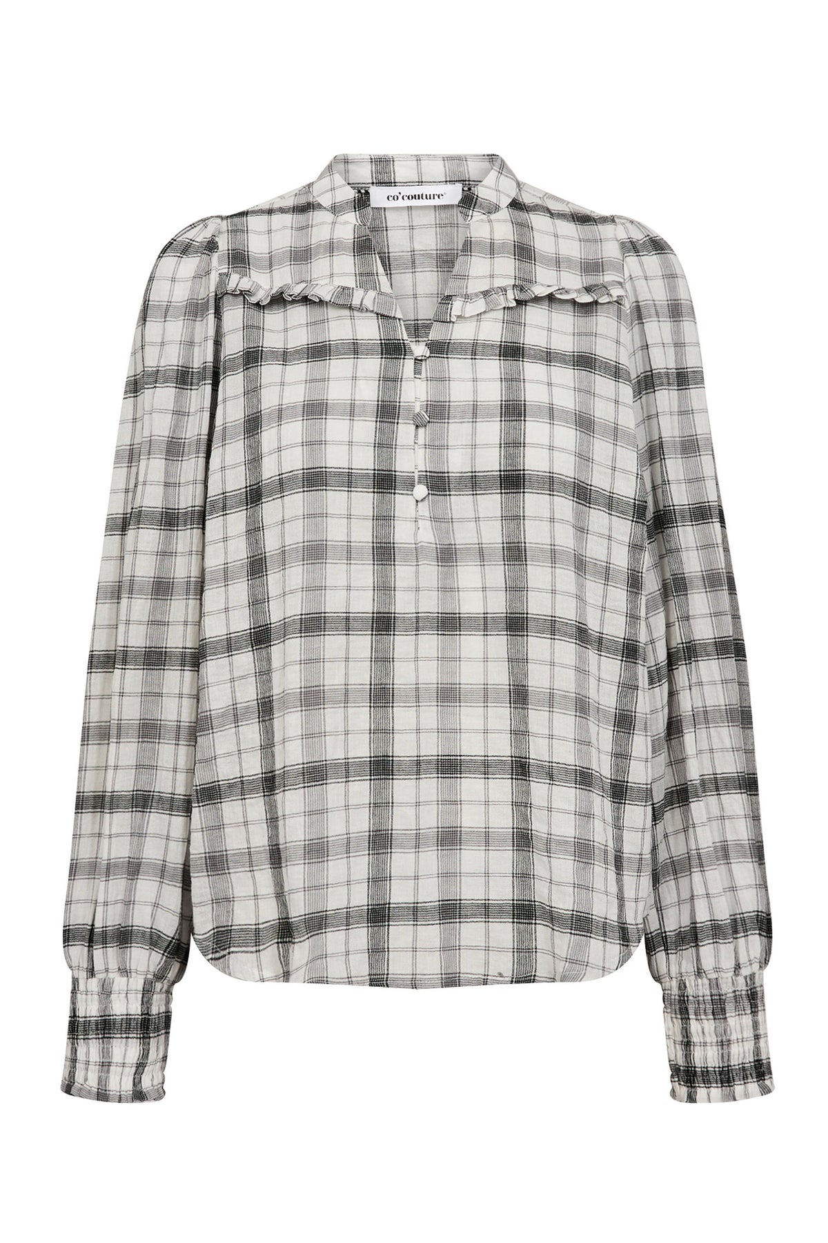 Sally Check V-Blouse 11-Off white - 35882