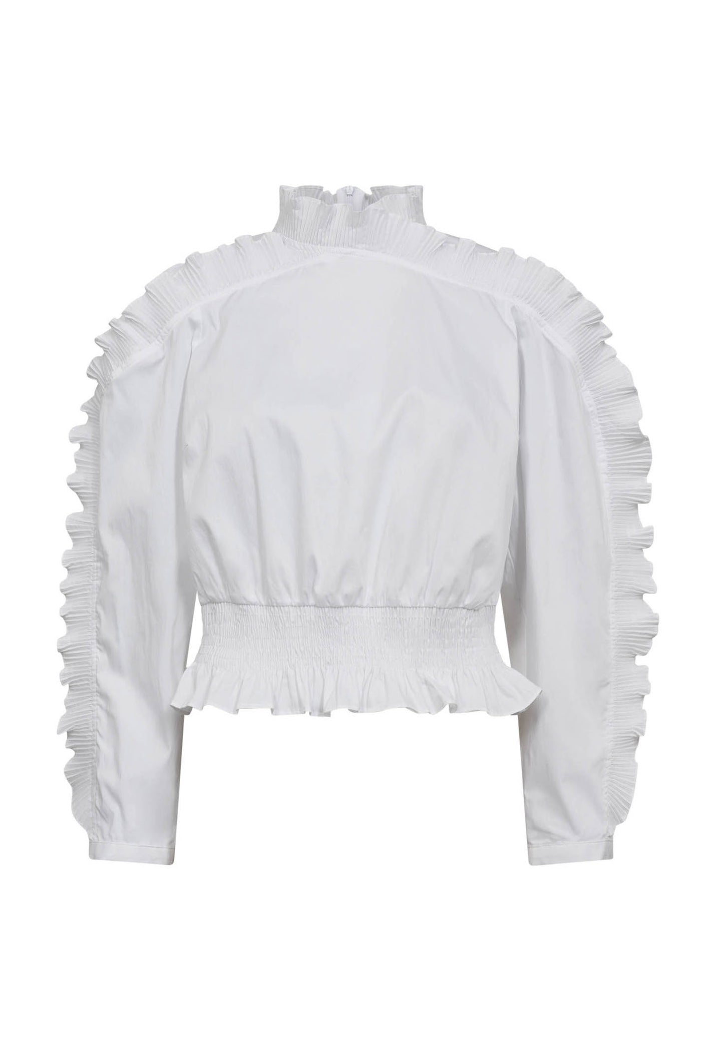 SannaCC Ruffle Smock Blouse 4000-White