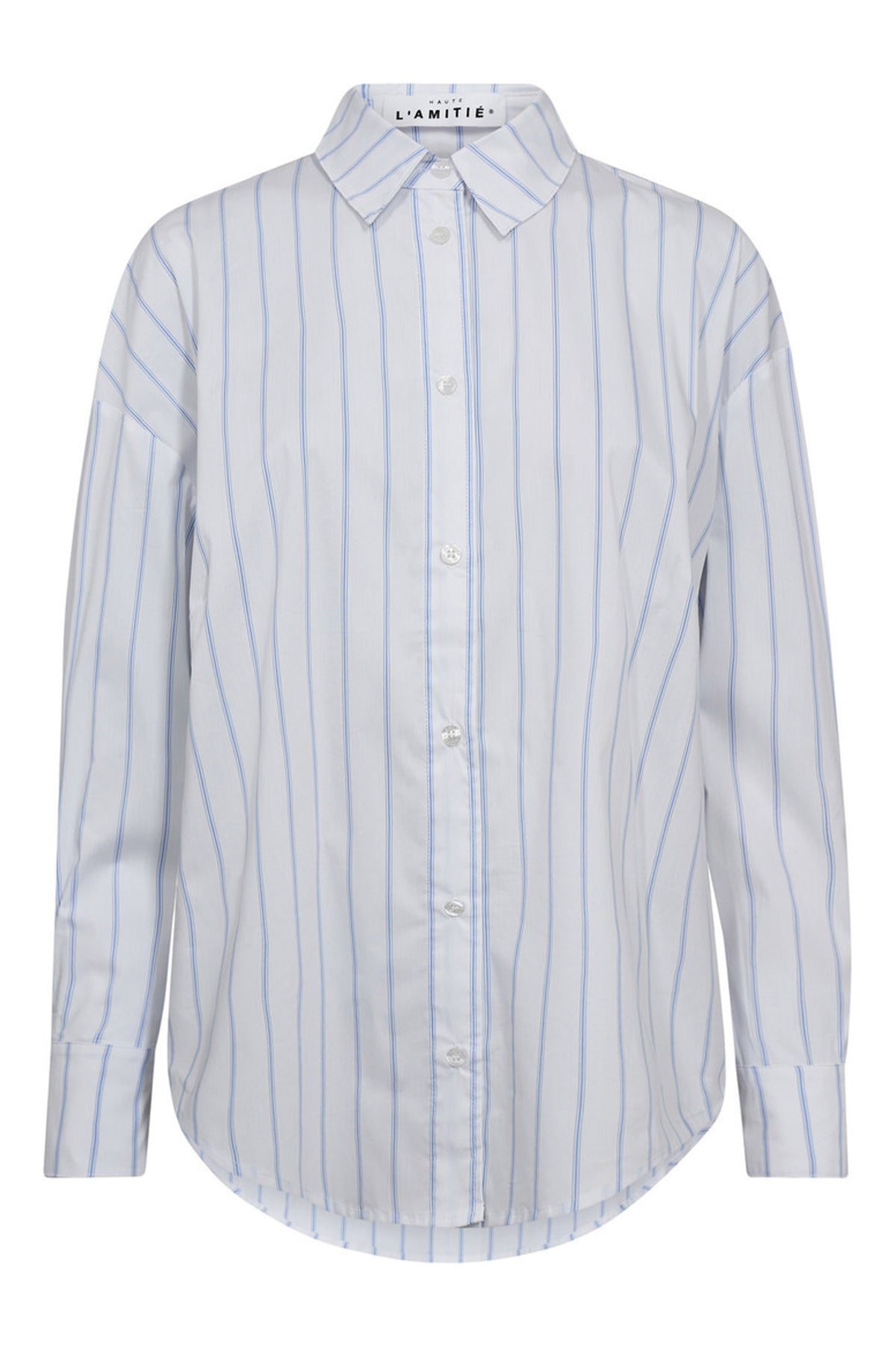 Fine Line Twist Bow Shirt Blue Stripe - HL10210