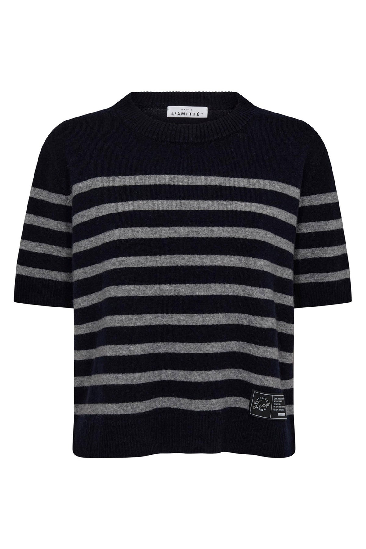Cash Stripe SS O-Neck Navy/Grey Melange - HL10217
