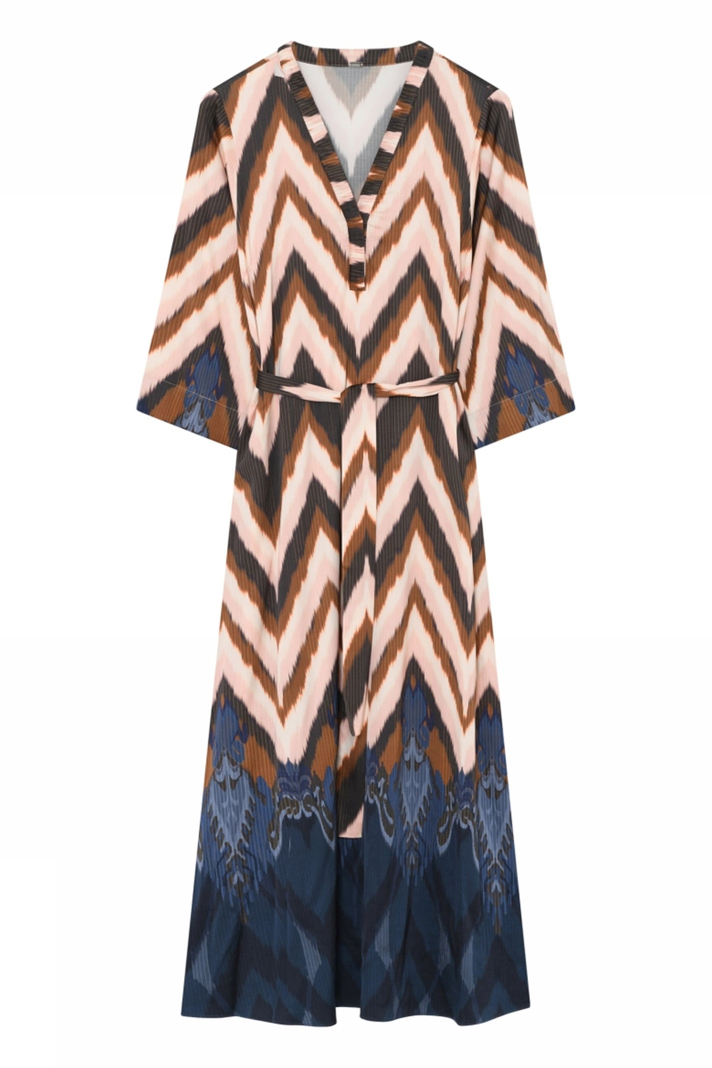 Anika, long dress with belt 84797-Navy/Rose - 58500/7580