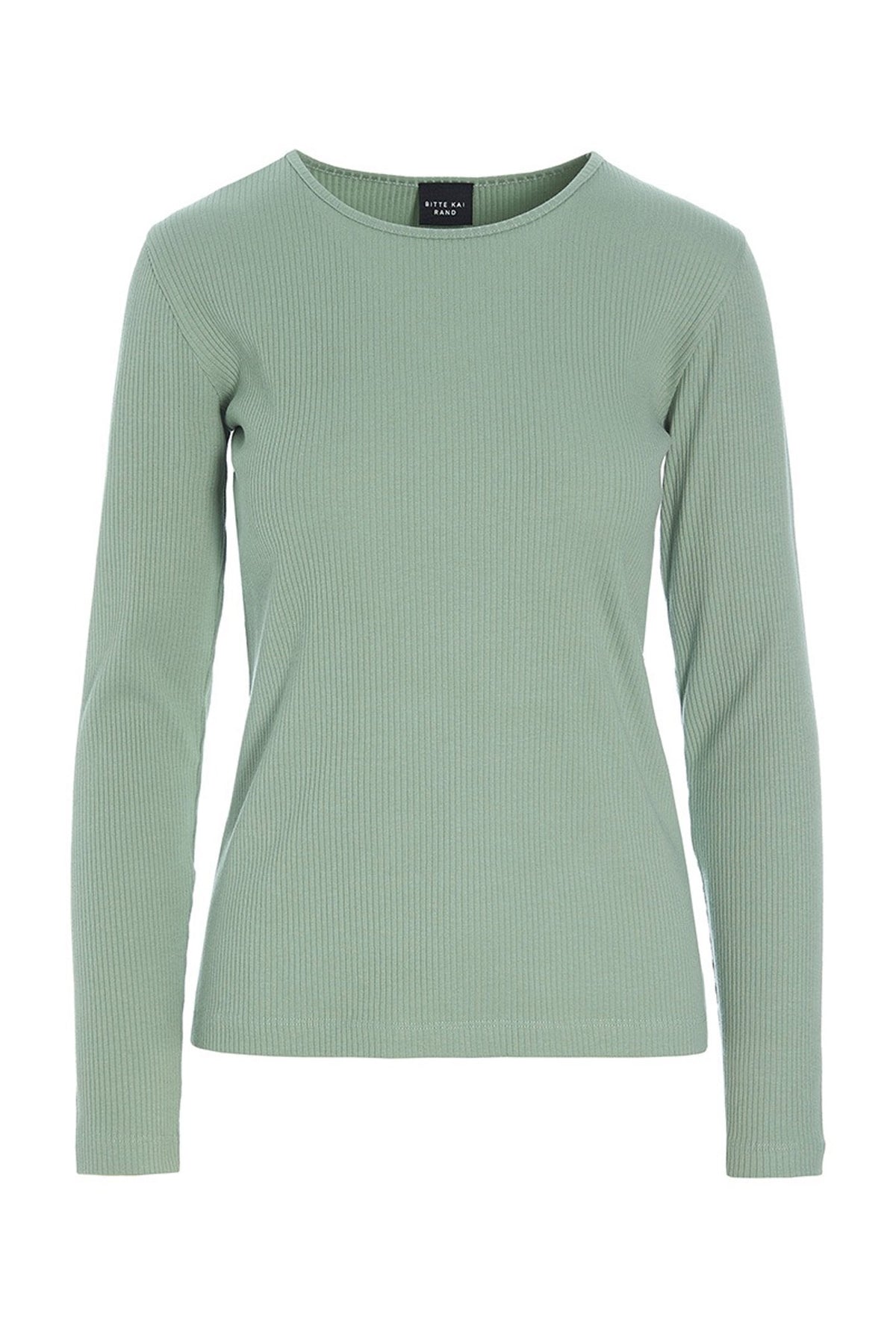 Naibu rib langÃ¦rmet bluse SAGE GREEN - 256-4079-5342