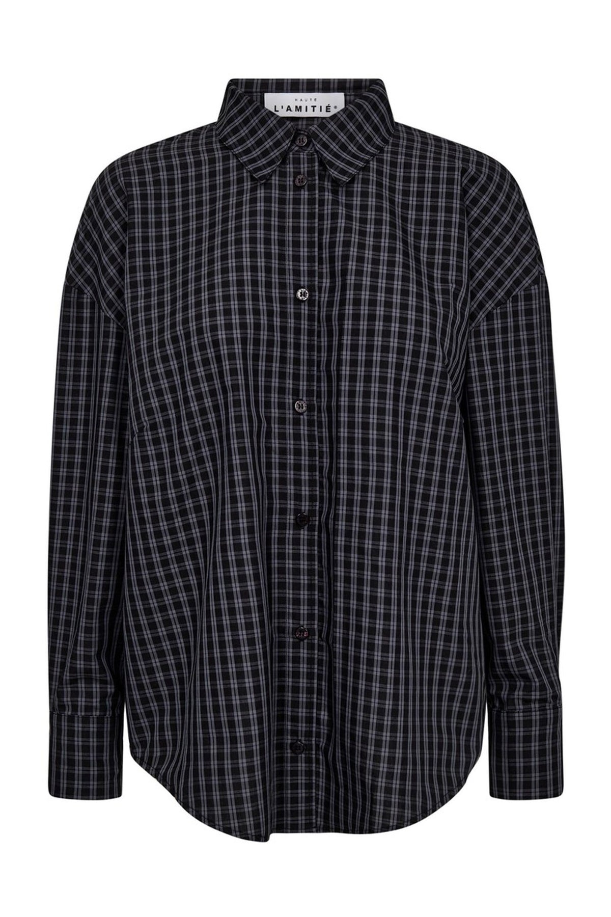 Melvin Checked Twist Bow Shirt Black/Grey Check