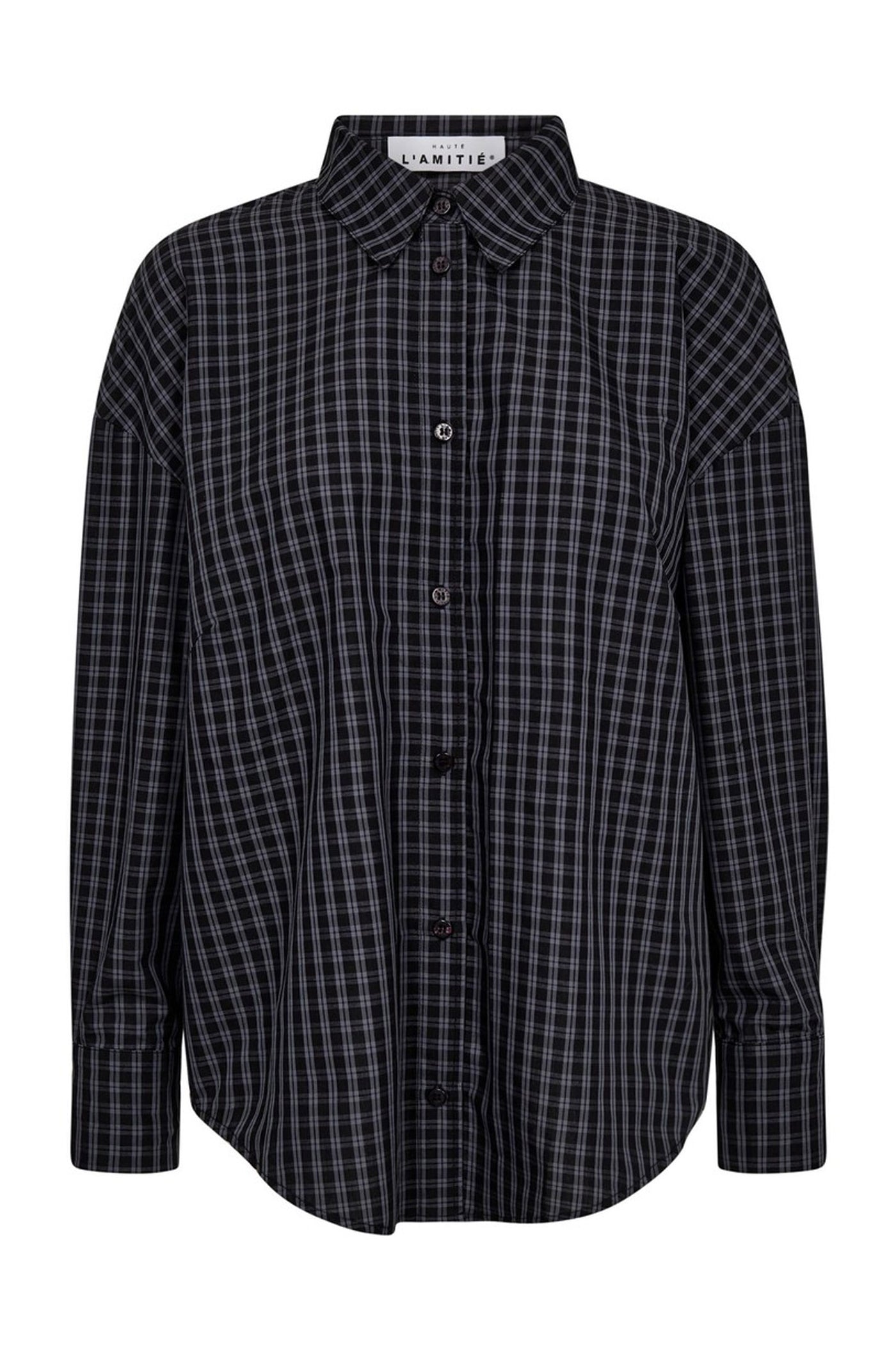 Melvin Checked Twist Bow Shirt Black/Grey Check