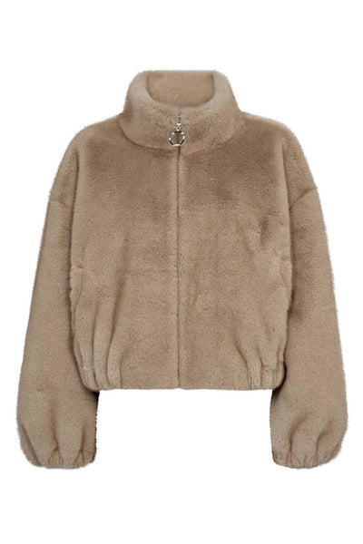 FeraCC Faux Fur Jacket 100-Creme - 30361 Thumbnail