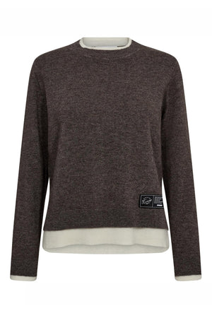 Cash Two-in-One Pullover Mocca Melange/ Off-White - HL10302