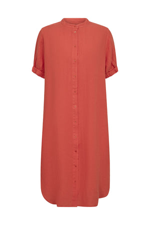 MMArleth SS Linen Dress Spicy Orange - 177990