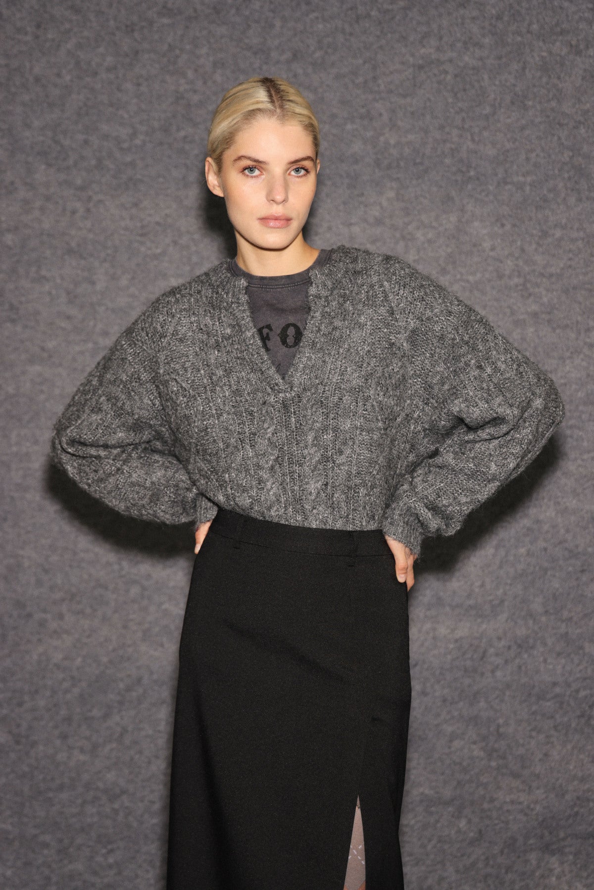 IHBELABLUE LS Dark grey melange - 20124348