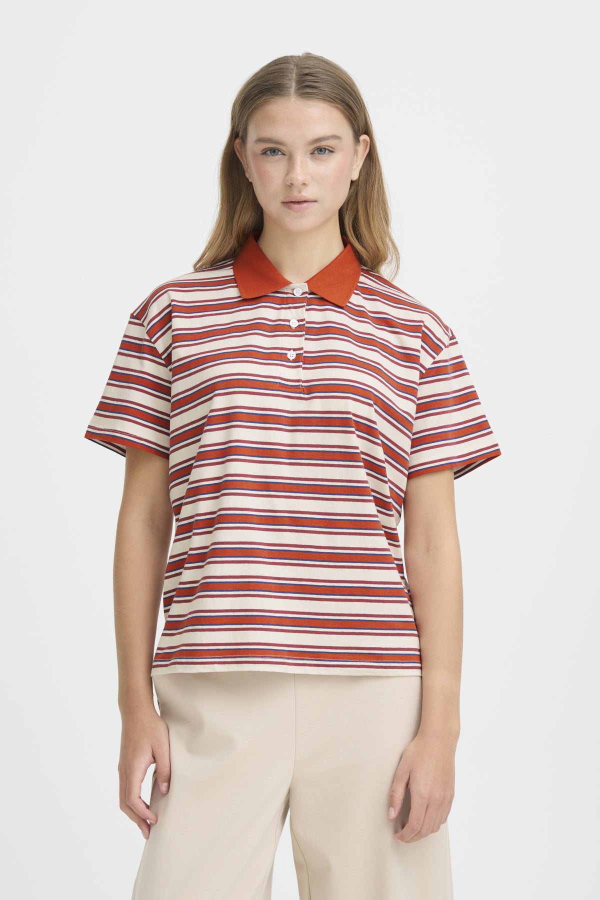 IHMIRA POLO SS RED MULTI STRIPE - 900003455 - 20125016