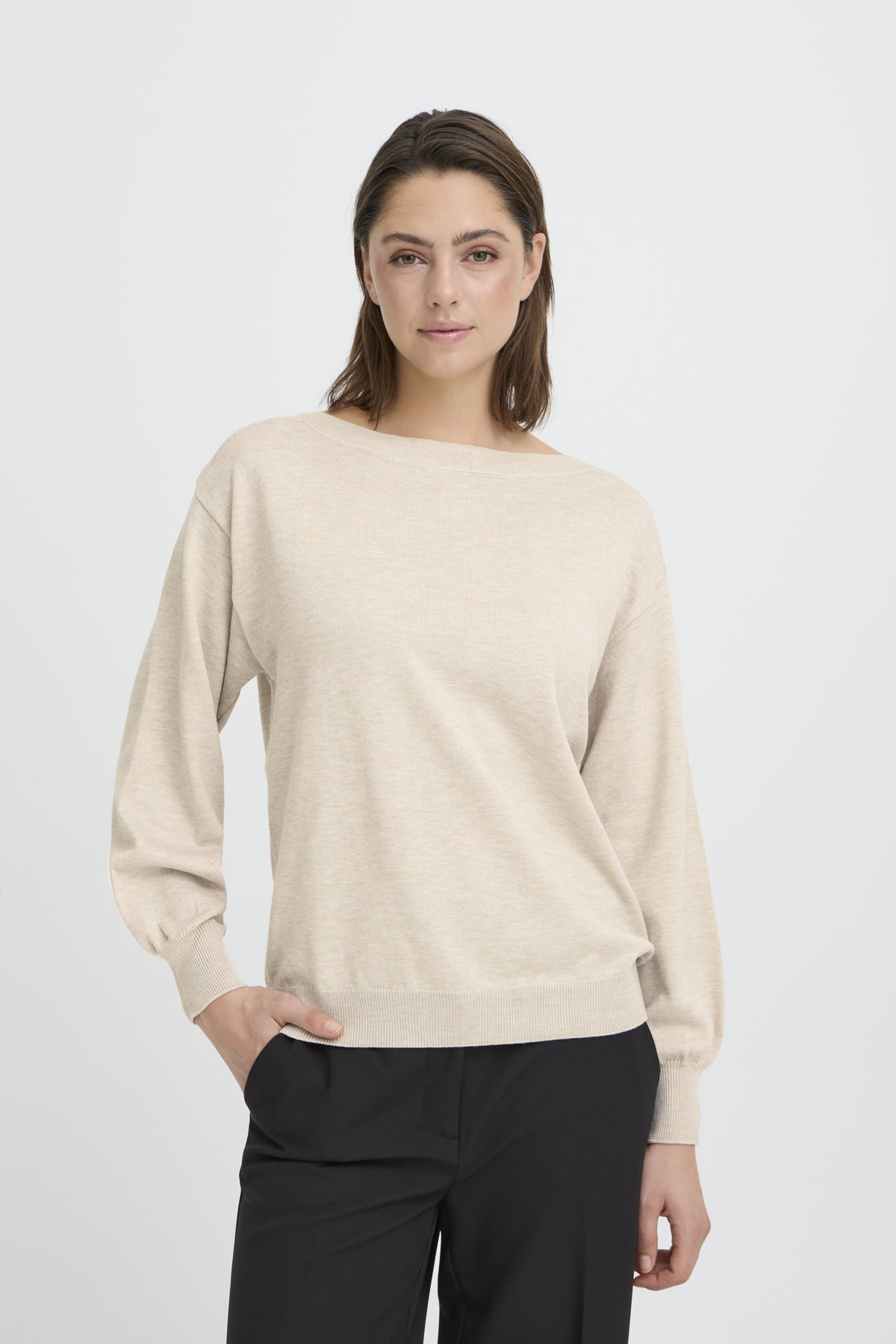IHLULS BOAT NECK LS Oatmeal Melange - 1304011 - 20125811