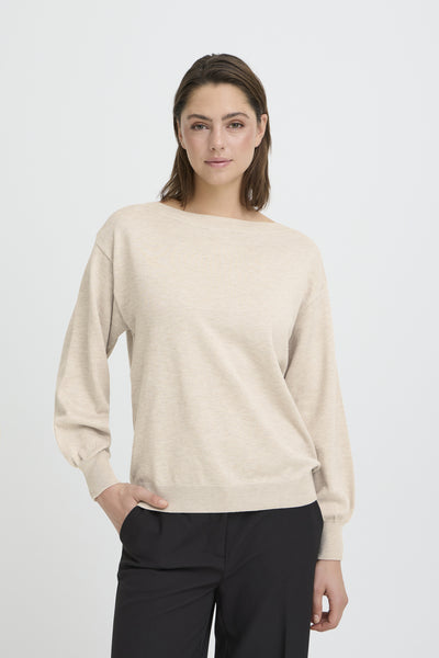 IHLULS BOAT NECK LS Oatmeal Melange - 1304011 - 20125811 Thumbnail