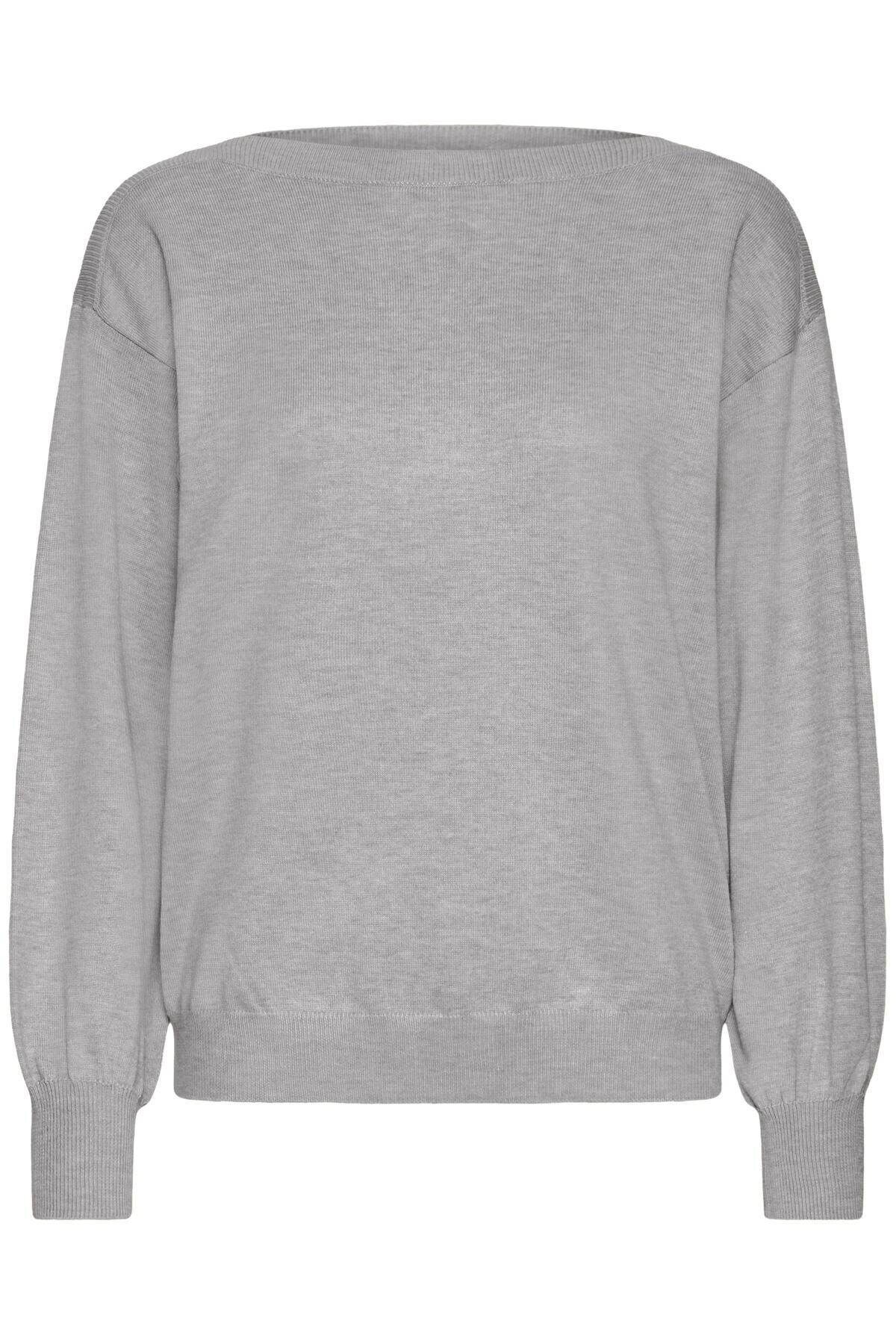 IHLULS BOAT NECK LS Light grey melange - 200317 - 20125811