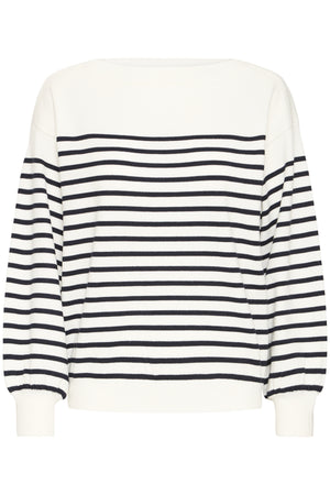 IHLULS BOAT NECK LS SOLID + WHITE TE STRIPE - 9000 - 20125811