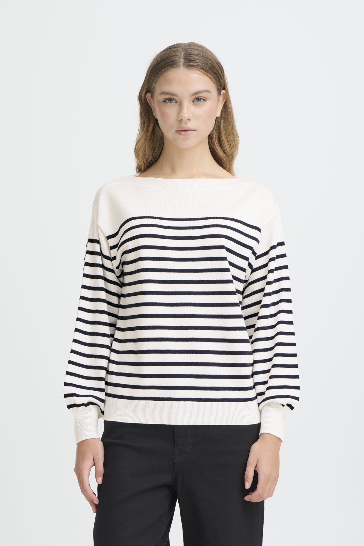 IHLULS BOAT NECK LS SOLID + WHITE TE STRIPE - 9000 - 20125811