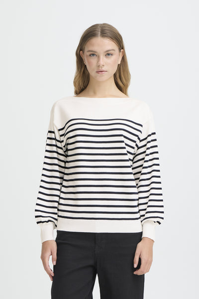 IHLULS BOAT NECK LS SOLID + WHITE TE STRIPE - 9000 - 20125811 Thumbnail