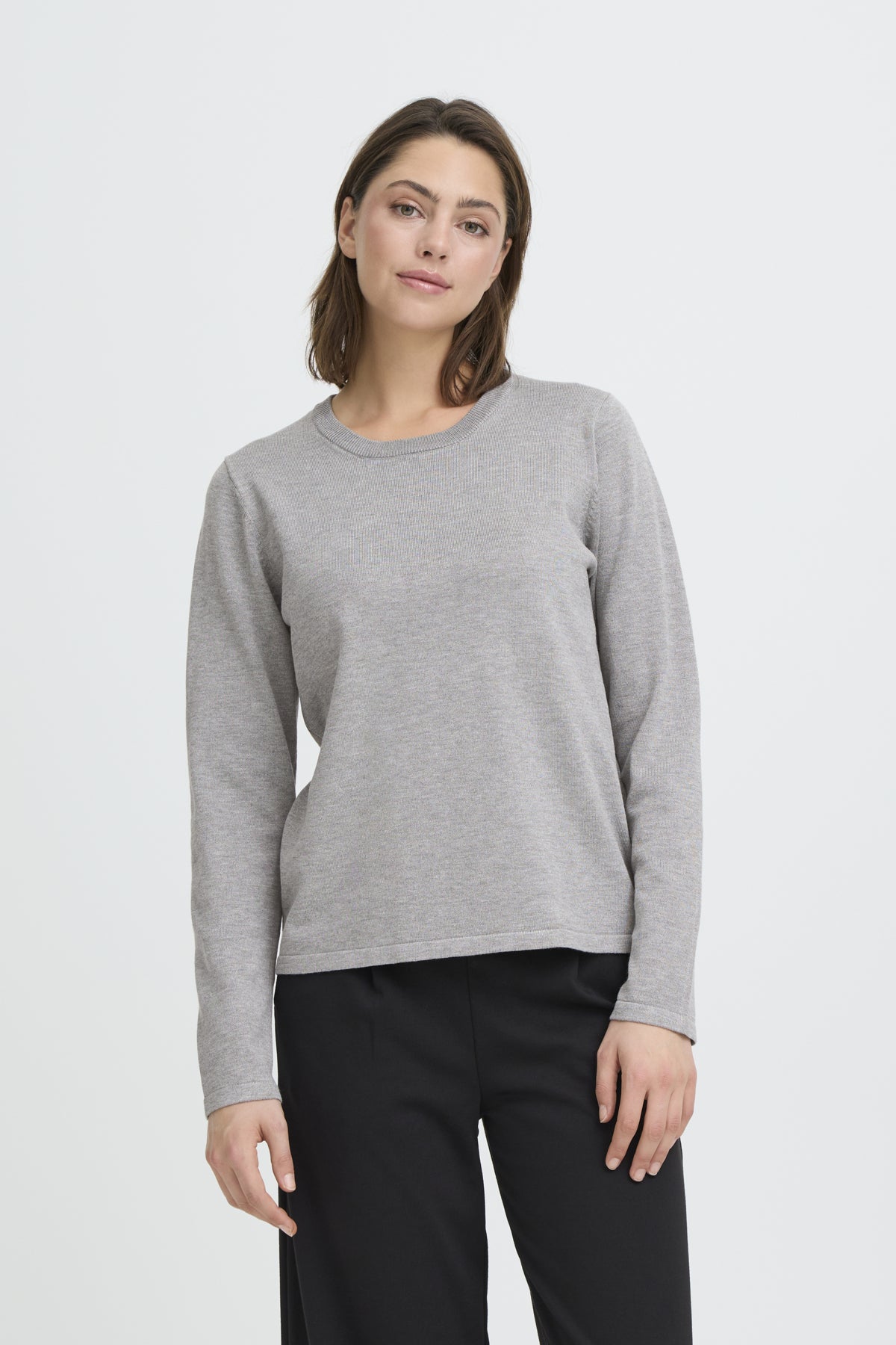 IHLULS O-NECK LS Light grey melange - 200317 - 20125814