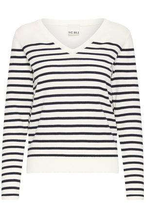 IHLULS V-NECK LS SOLID + WHITE TE STRIPE - 9000 - 20125815