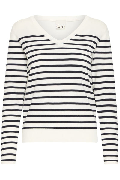 IHLULS V-NECK LS SOLID + WHITE TE STRIPE - 9000 - 20125815 Thumbnail