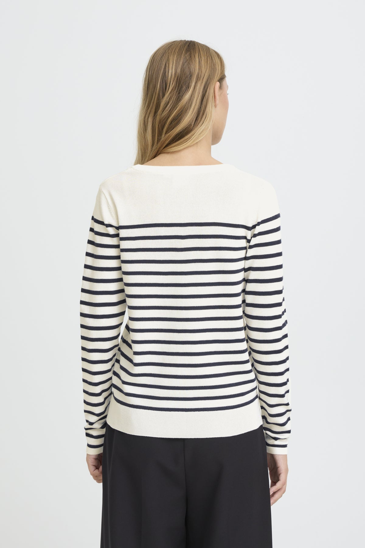 IHLULS V-NECK LS SOLID + WHITE TE STRIPE - 9000 - 20125815