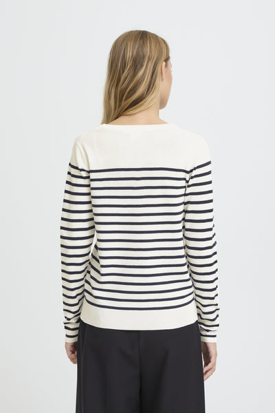 IHLULS V-NECK LS SOLID + WHITE TE STRIPE - 9000 - 20125815 Thumbnail
