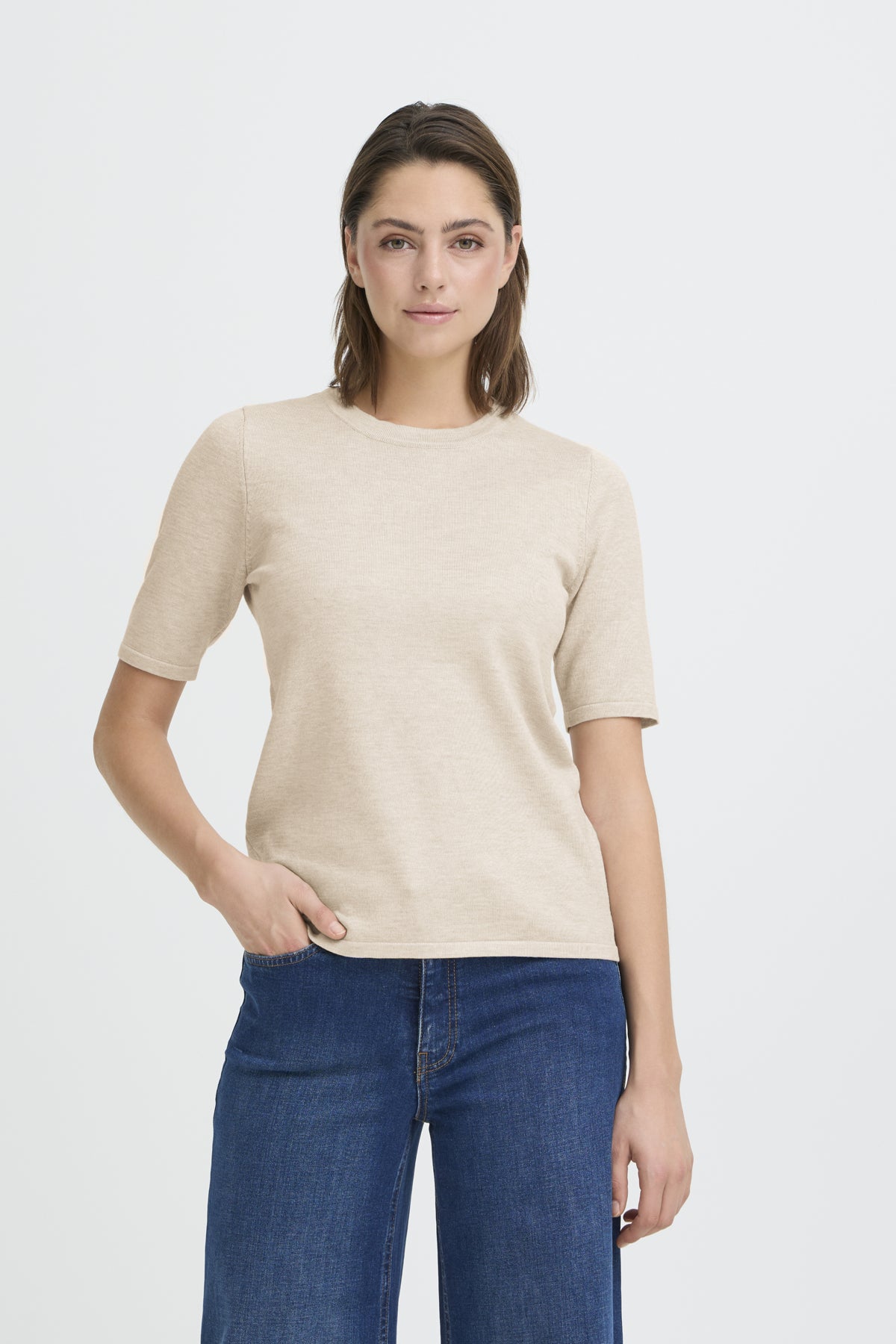 IHLULS O-NECK SS Oatmeal Melange - 1304011 - 20125816