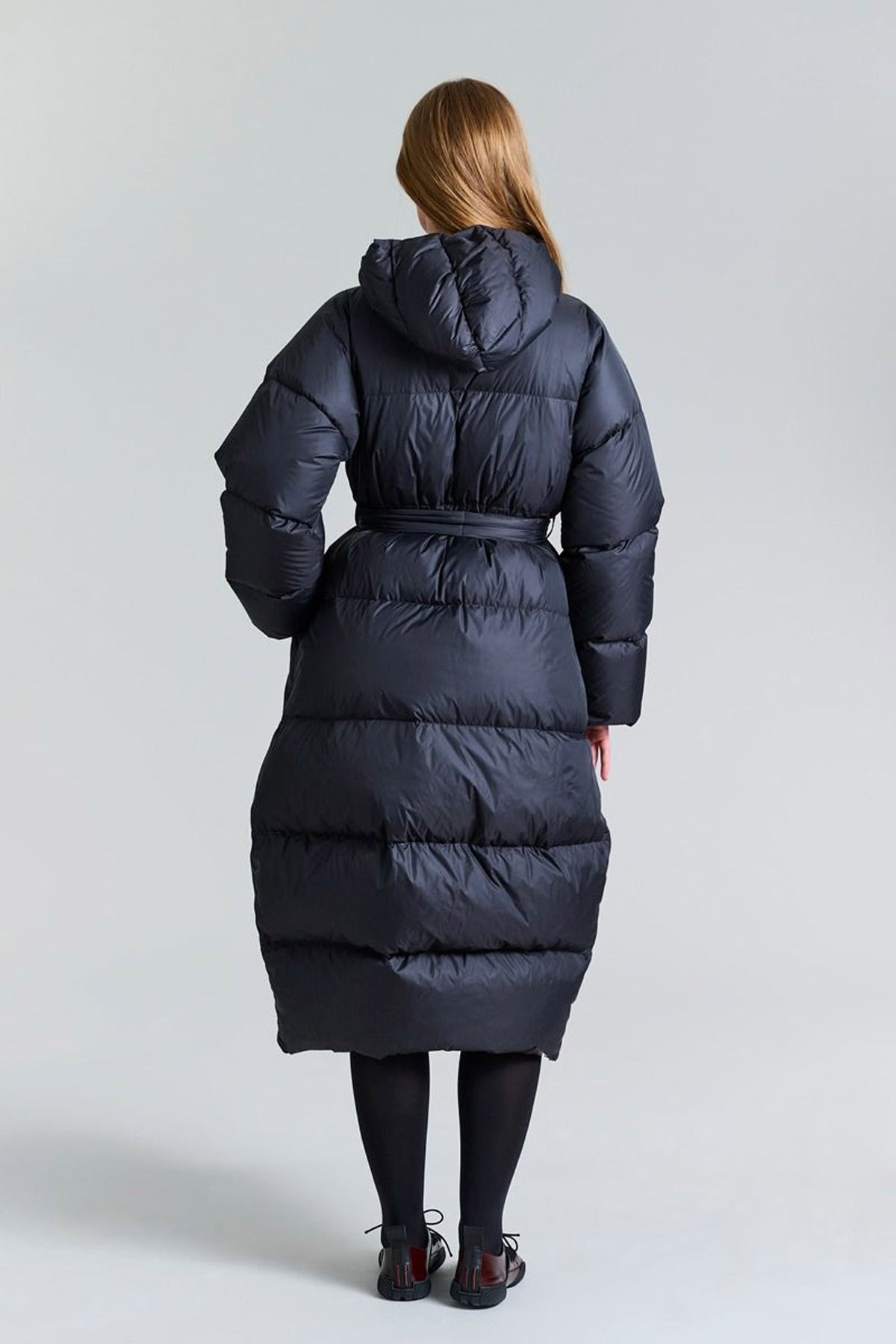 Feather down frakke med bælte - 257-2092-5436