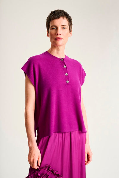 Kumo cashmere bluse med knappe PINK PURPLE - 266-1080-5884 Thumbnail