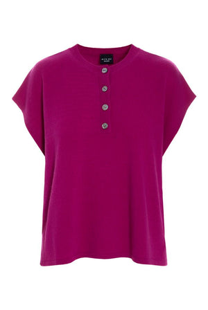 Kumo cashmere bluse med knappe PINK PURPLE - 266-1080-5884