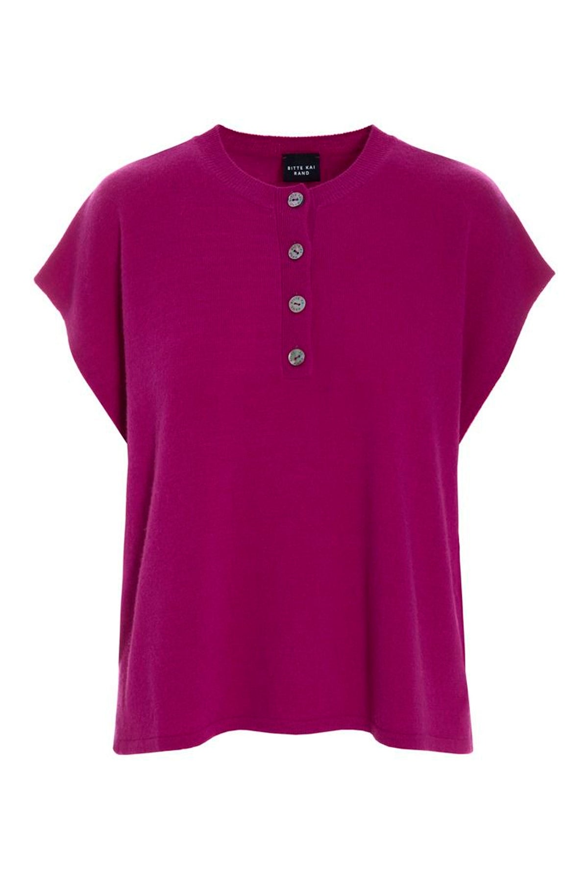 Kumo cashmere bluse med knappe PINK PURPLE - 266-1080-5884