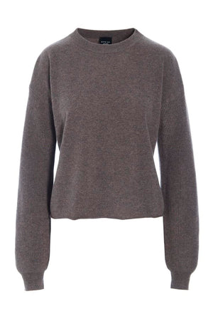 Kumo cashmere langÃ¦rmet bluse SHARK MELANGE - 266-1080-5887