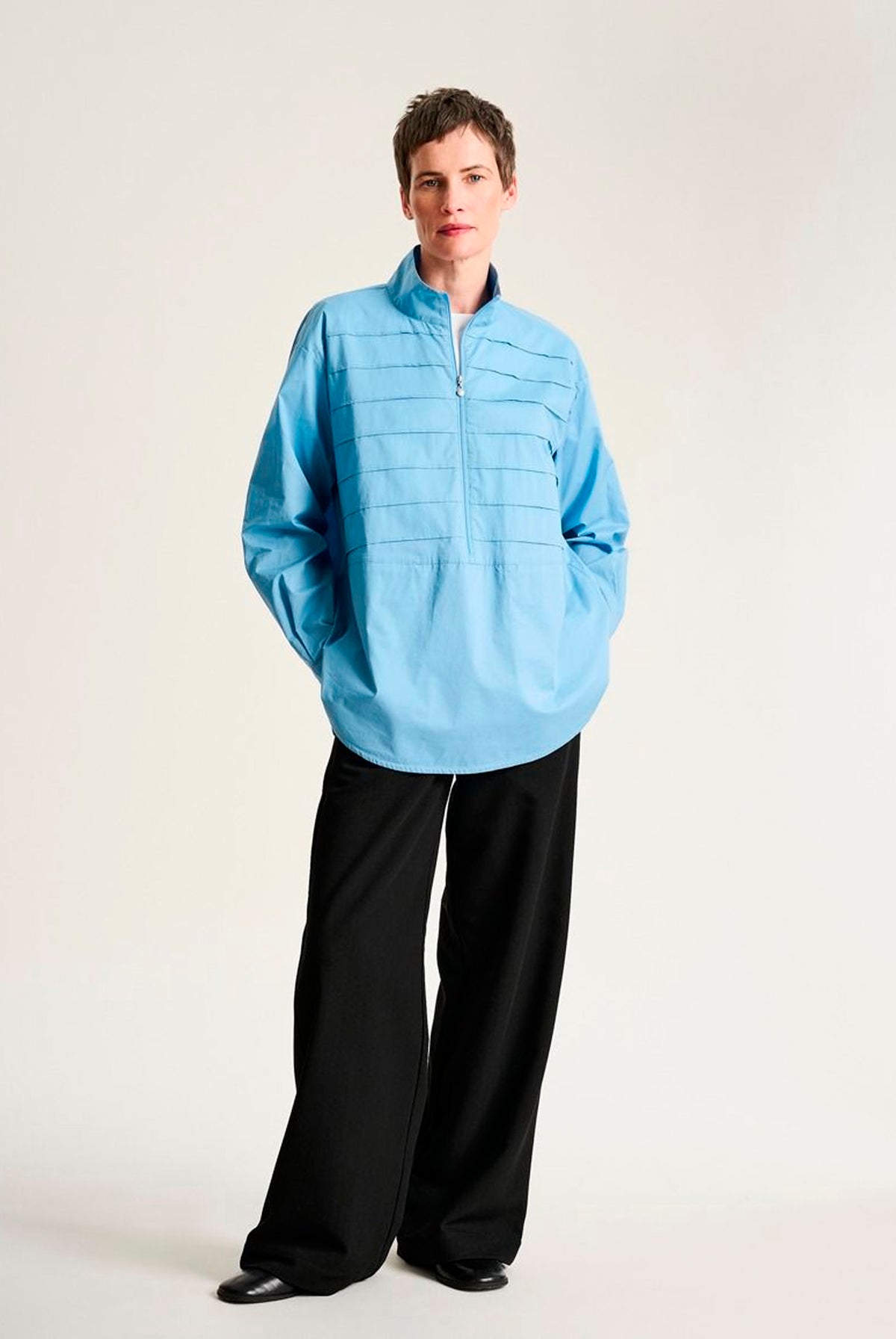Core cotton pintuckskjorte Lake Blue - 266-2226-5863