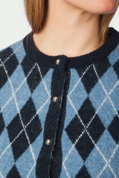 Allestar Check Knit Cardigan Navy - 165729 Thumbnail