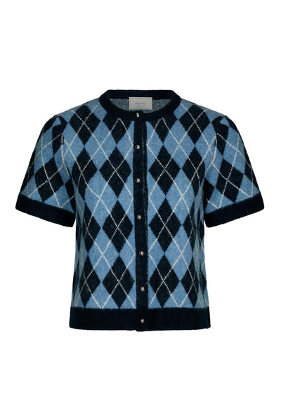 Allestar Check Knit Cardigan Navy - 165729 Thumbnail