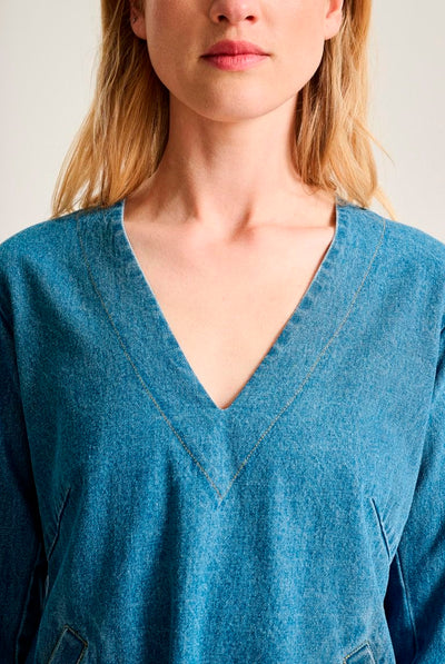Hayato kjole med v-hals Blue Denim - 266-2483-5831 Thumbnail