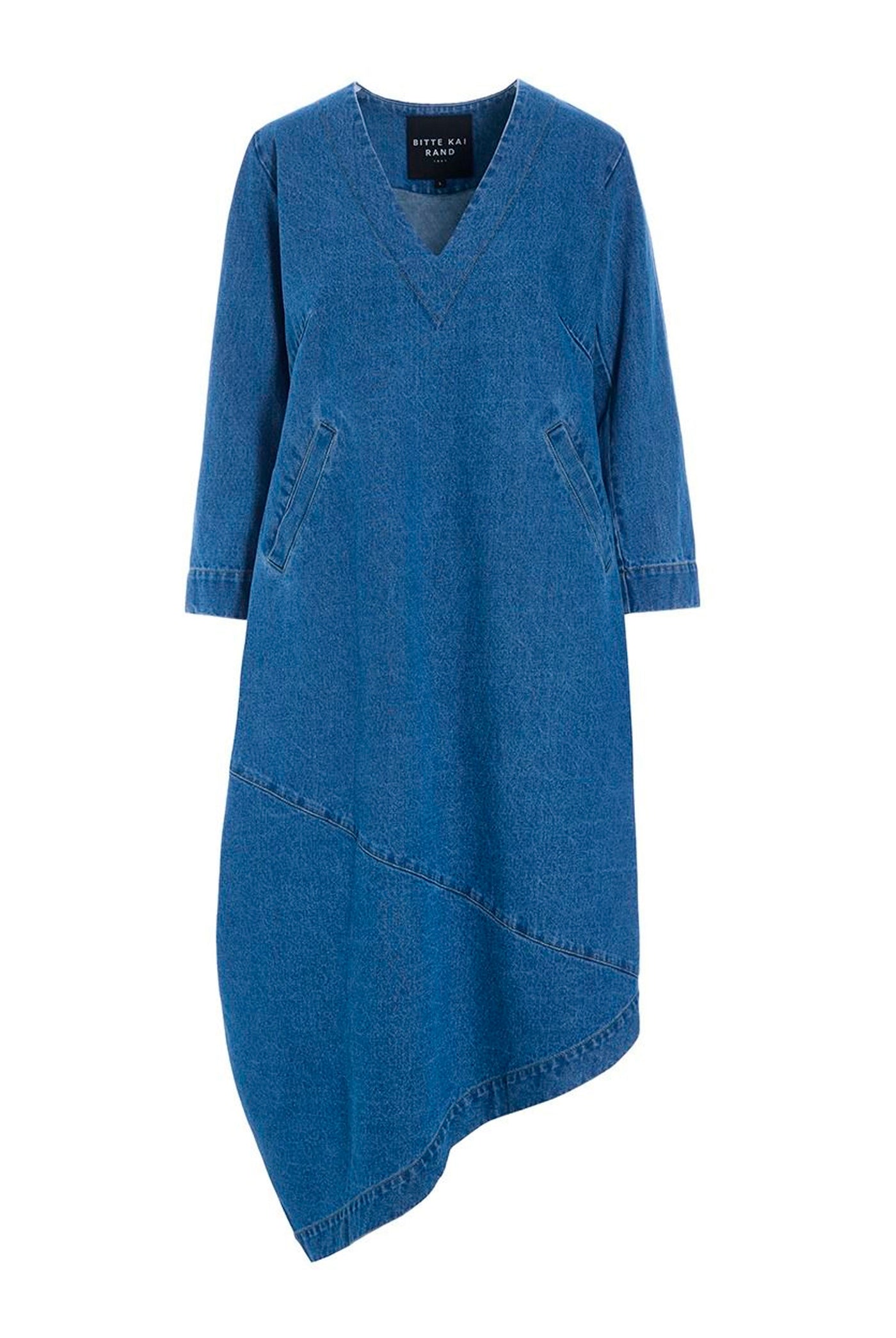 Hayato kjole med v-hals Blue Denim - 266-2483-5831
