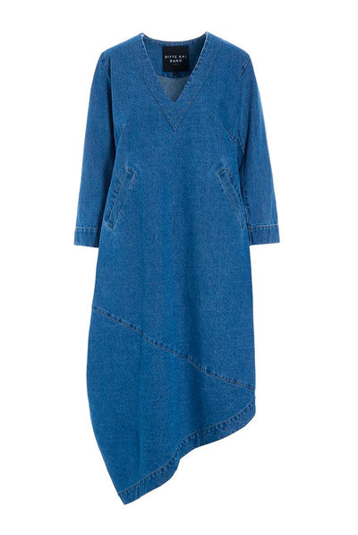 Hayato kjole med v-hals Blue Denim - 266-2483-5831 Thumbnail