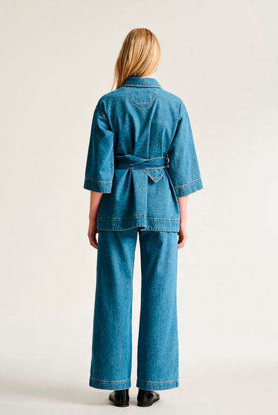 Hayato lang jakke Blue Denim - 266-2483-5837 Thumbnail