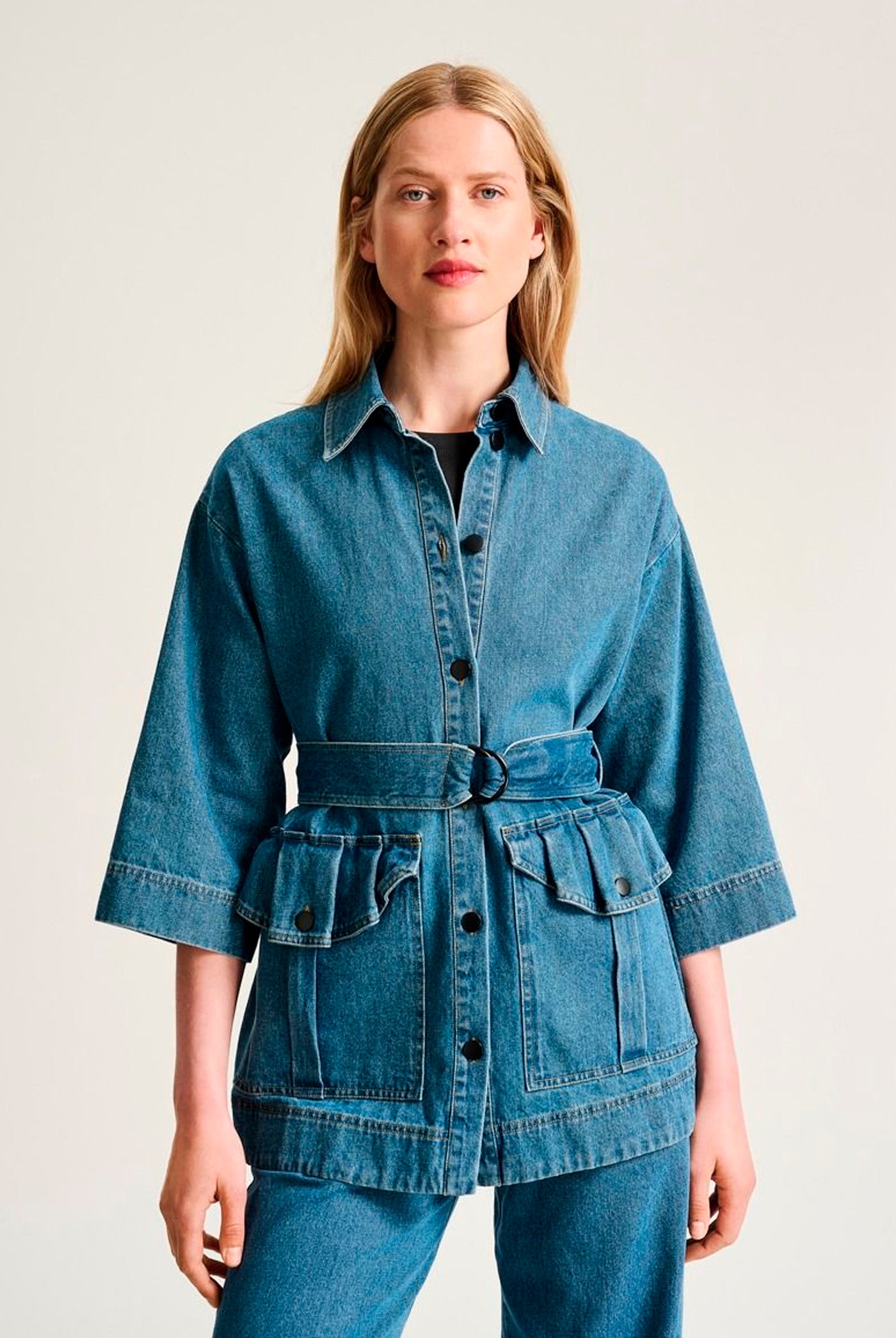 Hayato lang jakke Blue Denim - 266-2483-5837