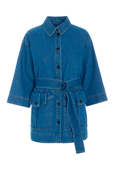 Hayato lang jakke Blue Denim - 266-2483-5837 Thumbnail