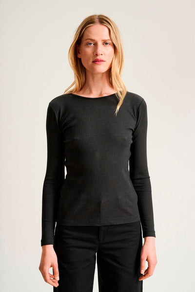 Naibu rib langÃ¦rmet bluse Black - 266-4079-5342 Thumbnail