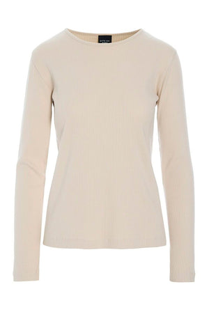 Naibu rib langÃ¦rmet bluse IVORY - 266-4079-5342