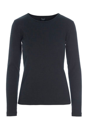 Naibu rib langÃ¦rmet bluse Black - 266-4079-5342