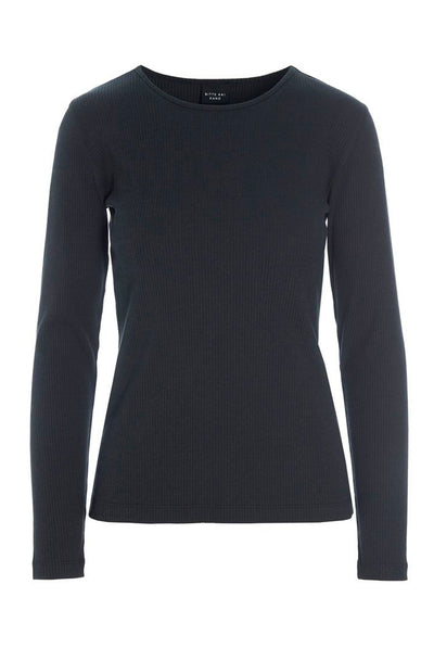 Naibu rib langÃ¦rmet bluse Black - 266-4079-5342 Thumbnail